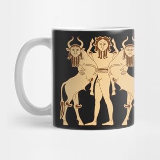 Sumerian Enkido and human headed bull Mug